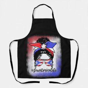 Womens #puertoricolife Puerto Rican Messy Bun Life Apron
