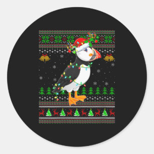 Womens Puffin Bird Ugly Christmas Sweaters Holiday Classic Round Sticker