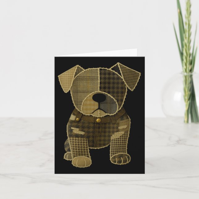 Womens Pug Dog Lover Pattern Houndstooth Patchwork Card (Front)