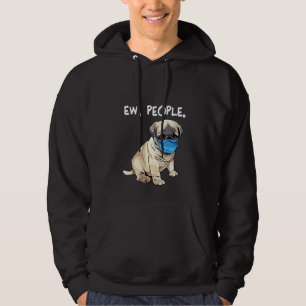 Womens Pug Ew People Dog Wearing Face Mask Hoodie