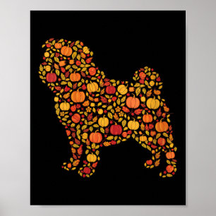 Womens Pug Thanksgiving Dog Lover Fall Coffee Pump Poster