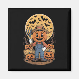 Womens Pumpkin Farmer Halloween Costume For Boys G Magnet