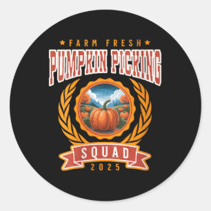 Womens Pumpkin Picking Squad 2025 Family Group Fal Classic Round Sticker