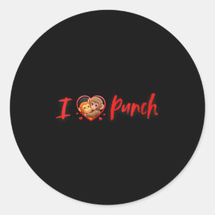 Women's punch monkey lovers love punch cute baby classic round sticker