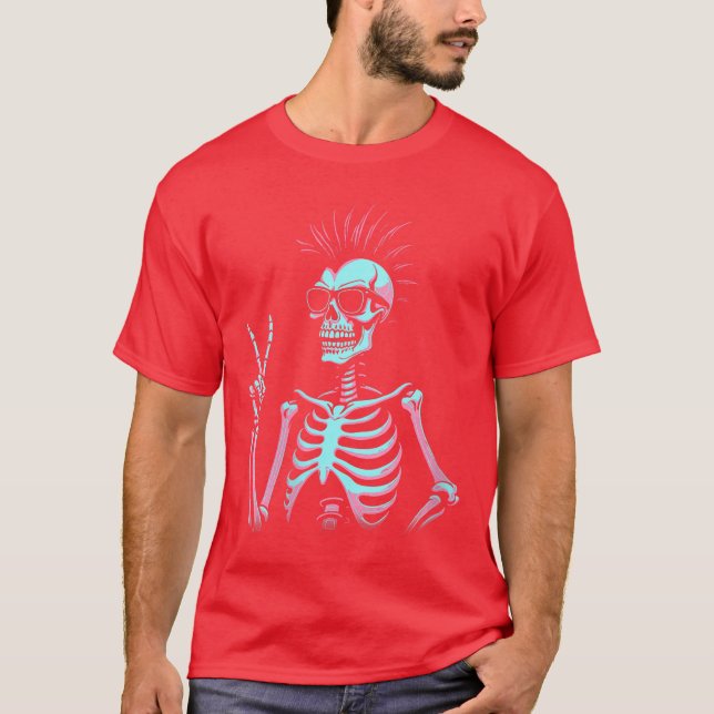 Womens Punk Rock Skeleton with Retro Vibes Goth Ro T-Shirt (Front)