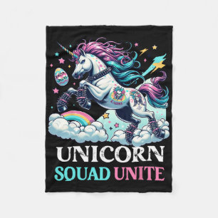 Womens Punk Rock Unicorn Squad Unite Funny Easter Fleece Blanket