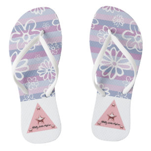 Women's Purple And Pink Floral Adult Flip Flops