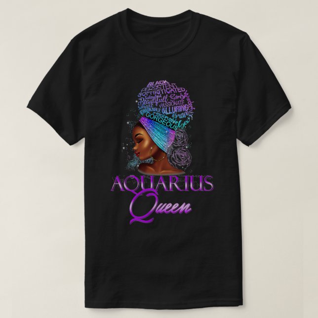 Womens Purple Aquarius Queen African American Janu T-Shirt (Design Front)