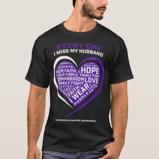Womens Purple In Memory Of My Husband Pancreatic C T-Shirt