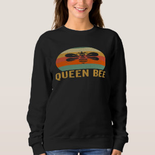 Womens Queen Bee Retro Sunset Vintage Design Honey Sweatshirt