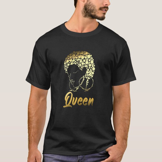 Womens Queen Circle Art Girly Black Pride Ethnicit T-Shirt (Front)