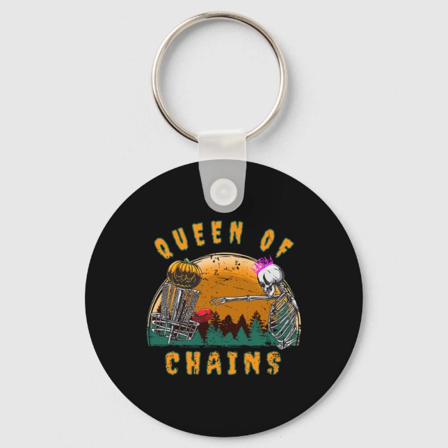 Womens Queen Of Chains Halloween Disc Golf Meme  Key Ring (Front)