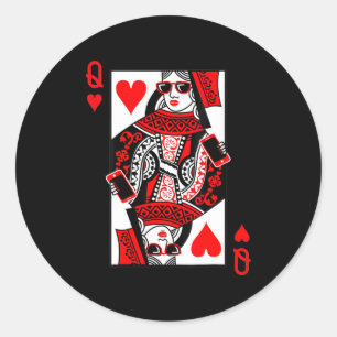 Womens Queen Of Hearts - Vintage Valentine's Day C Classic Round Sticker