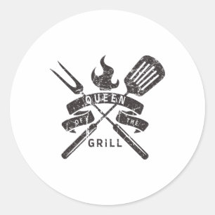 Womens Queen Of The Grill - Grilling Master Quote Classic Round Sticker