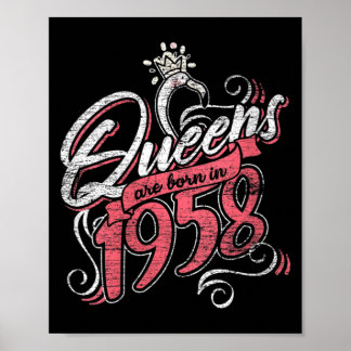 Womens Queens Are Born In 1958 Bday Gifts 65th Poster