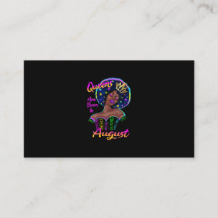 Womens Queens Are Born In August Birthday Black Business Card