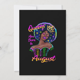 Womens Queens Are Born In August Birthday Black Holiday Card
