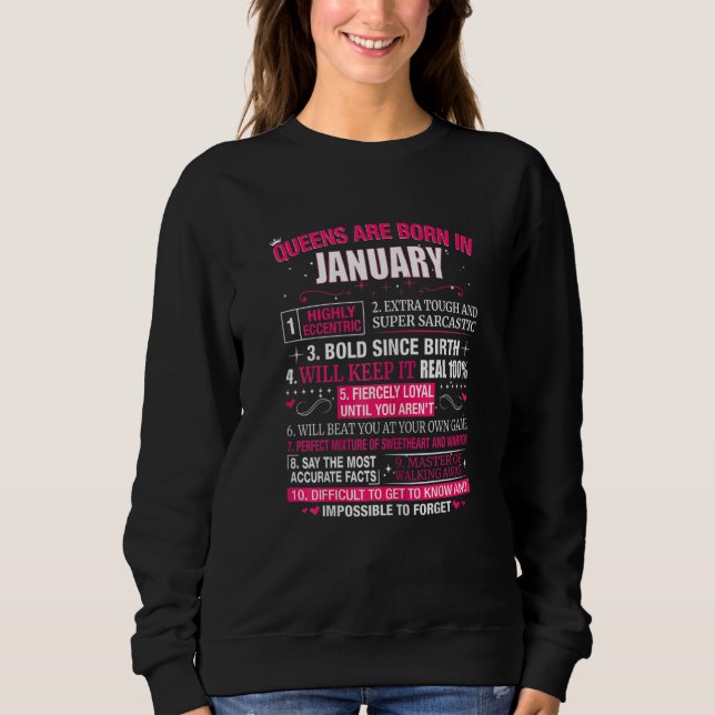 Womens Queens Are Born In January Sweatshirt (Front)