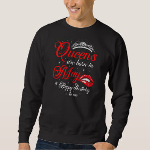 Womens Queens Are Born In May Zodiac Taurus Gemini Sweatshirt