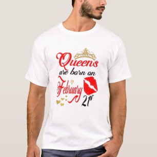 Womens Queens Are Born On February 21st Pisces Bir T-Shirt