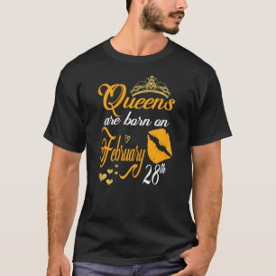 Womens Queens Are Born On February 28th Pisces Bir T-Shirt