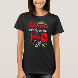 Womens Queens Are Born On January 28th Aquarius Bi T-Shirt