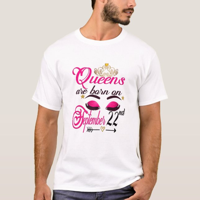 Womens Queens Are Born On September 22Nd Virgo Bir T-Shirt (Front)