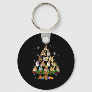 Womens Rabbit Christmas Tree Snow Funny Rabbit Xma Key Ring