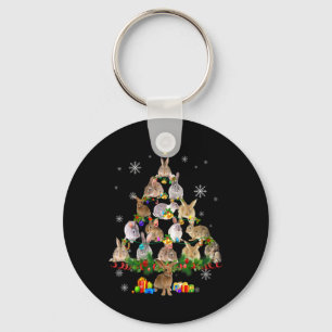 Womens Rabbit Christmas Tree Snow Funny Rabbit Xma Key Ring