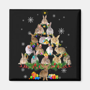 Womens Rabbit Christmas Tree Snow Funny Rabbit Xma Magnet