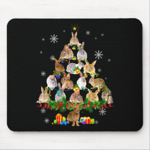 Womens Rabbit Christmas Tree Snow Funny Rabbit Xma Mouse Pad