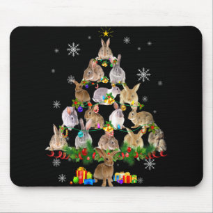 Womens Rabbit Christmas Tree Snow Funny Rabbit Xma Mouse Pad