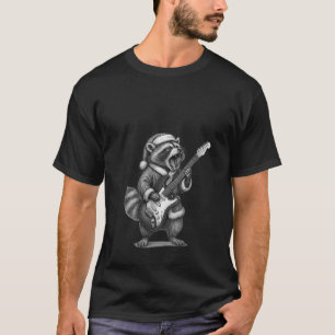 Womens Raccoon Playing Guitar Christmas Animal Lov T-Shirt