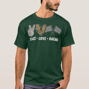 Womens Racing Design Kids Girls Peace Love Racing T-Shirt