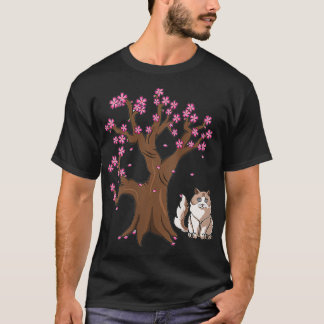 Womens Ragdoll Cat Mum Japanese Cherry Blossom  T-Shirt