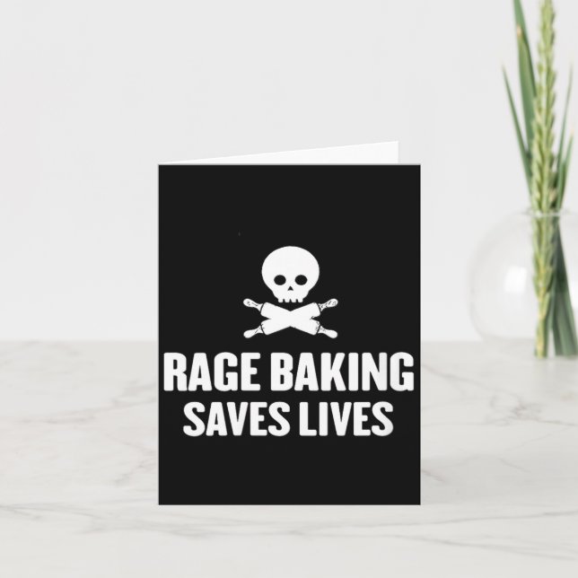 Womens Rage Baking Saves Live Skull Funny Baker Co Card (Front)