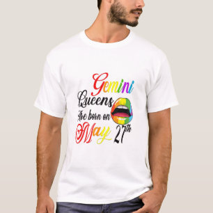 Womens Rainbow Lip Queens Are Born On May 27Th Gem T-Shirt