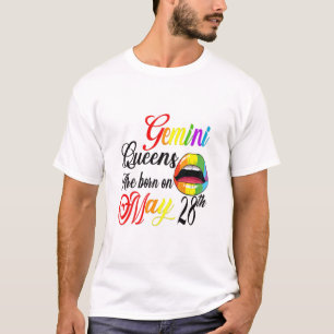 Womens Rainbow Lip Queens Are Born On May 28Th Gem T-Shirt