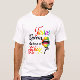 Womens Rainbow Lips Queens Are Born On May 7Th Tau T-Shirt