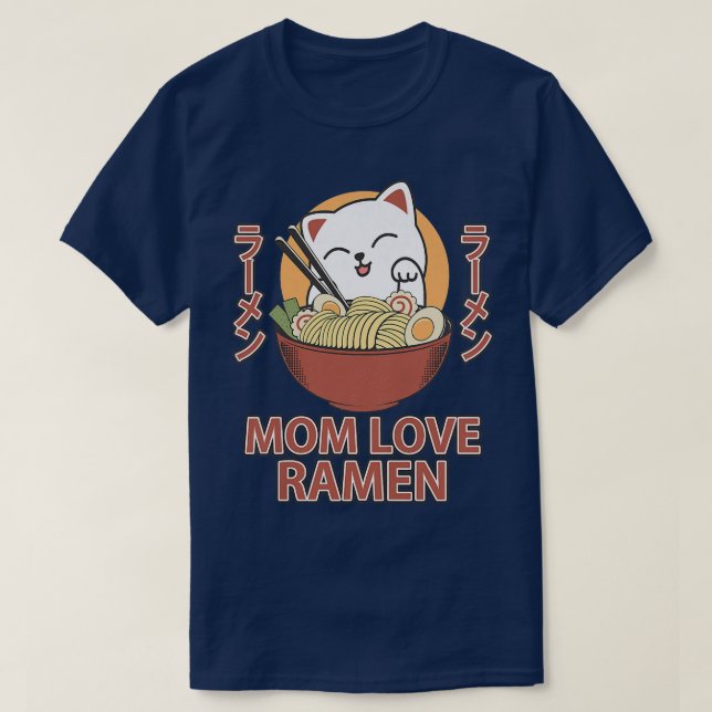 Womens Ramen Cat Kawaii Mum Love Ramen Mothers Day T-Shirt (Design Front)