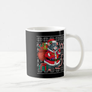 Womens Rat Xmas Sweater Style Ugly Santa Rat Chris Coffee Mug
