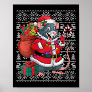 Womens Rat Xmas Sweater Style Ugly Santa Rat Chris Poster