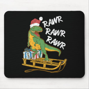 Womens Rawr Rawr Rawr Funny Christmas Dino Sleigh Mouse Pad