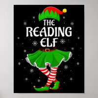 Womens Reading Elf Christmas Family Girls Women El