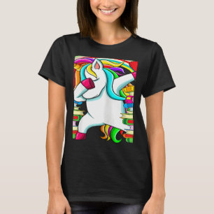 Womens Reading Teacher Dabbing Unicorn Elementary  T-Shirt