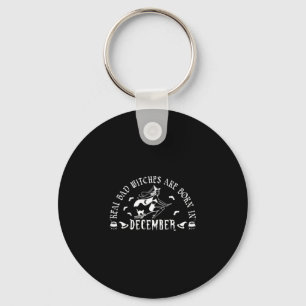 Womens real bad witches are born in december pagan key ring