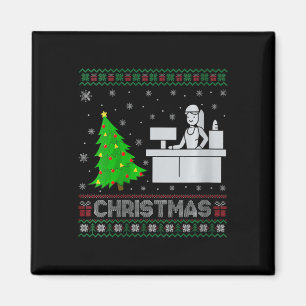 Womens Receptionist Xmas Tree Lighting Ugly Christ Magnet