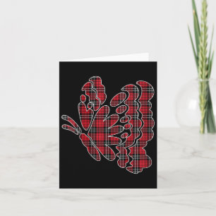 Womens Red Buffalo Plaid Butterfly Matching Family Card