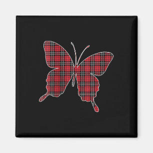 Womens Red Buffalo Plaid Butterfly Matching Family Magnet