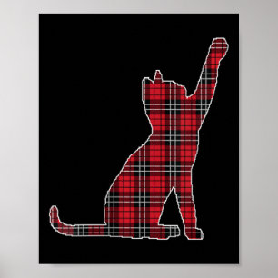 Womens Red Buffalo Plaid Cat Matching Family Chris Poster